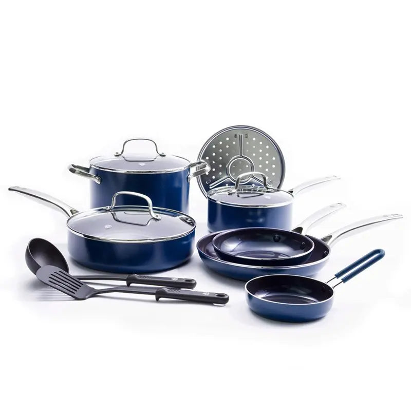 12 Piece Kitchen cooking pots set Ceramic Nonstick Cookware Set, Dishwasher Microwave Safe Frying pans,soup/stock pots